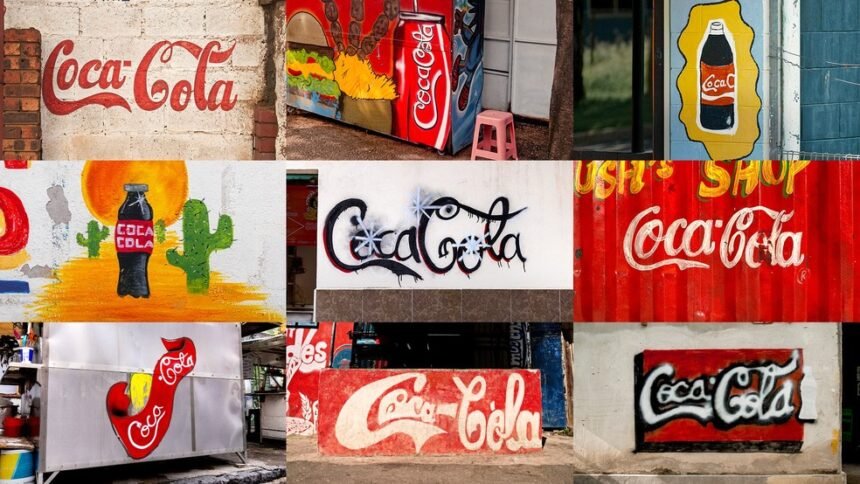 Campanha da Coca-Cola destaca arte de rua com logotipo da marca em cinco países, incluindo o Brasil — Foto: Divulgação Coca-Cola