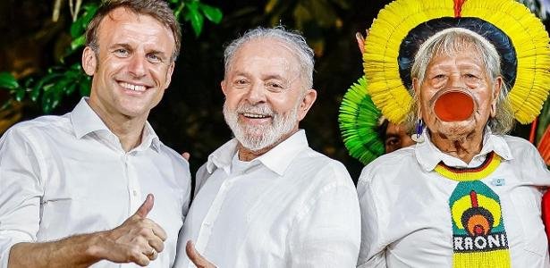 Com Macron, Lula pede Nobel da Paz para Raoni: 'Gente ganhou sem merecer'