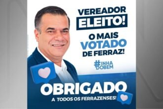 Flávio Batista de Souza, o Inha, foi o candidato mais votado a vereador de Ferraz de Vasconcelos em 2020