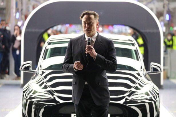 Elon Musk e Tesla — Foto: Bloomberg