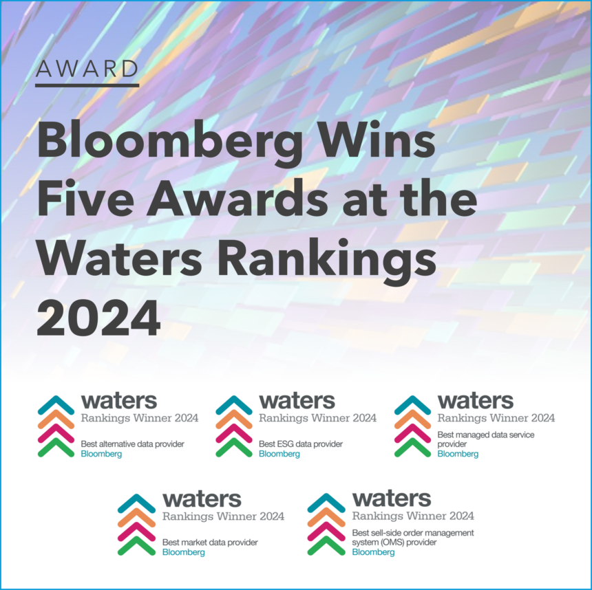 Bloomberg ganha cinco prêmios no Waters Rankings 2024